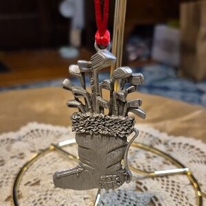 Festive Fort Pewter Golf Club Stocking Ornament